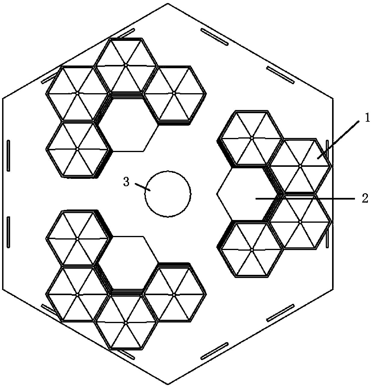 Hexagonal building group system with rain collecting and greening functions