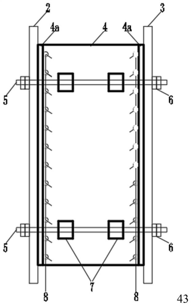 Reinforcing construction method and device for large-section high-web end formwork of suspension grouting beam