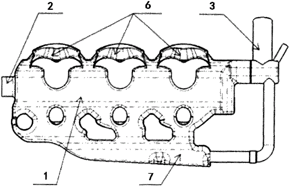 Integrated exhaust manifold type three-cylinder machine cooling water jacket