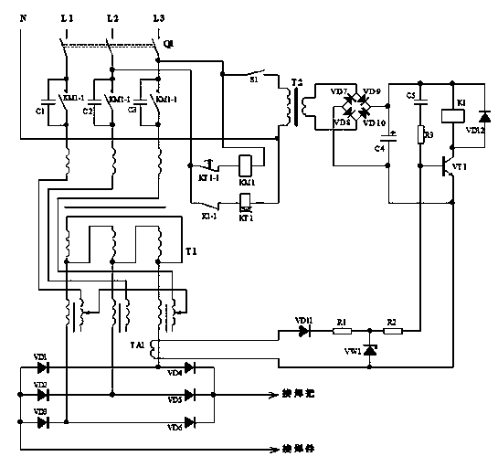 No-load energy-saving device of direct-current welding machine