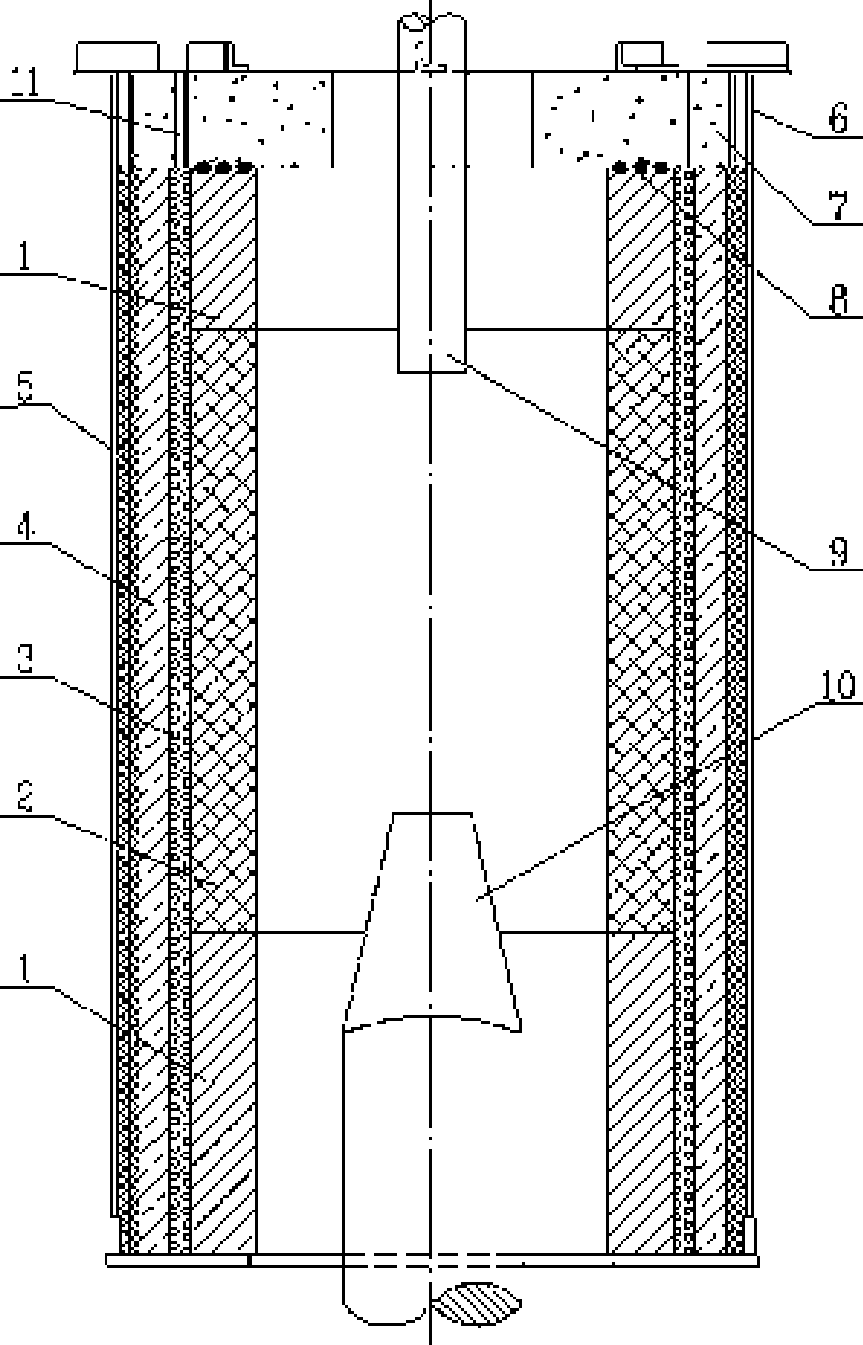 Lining structure of electrical calcination furnace