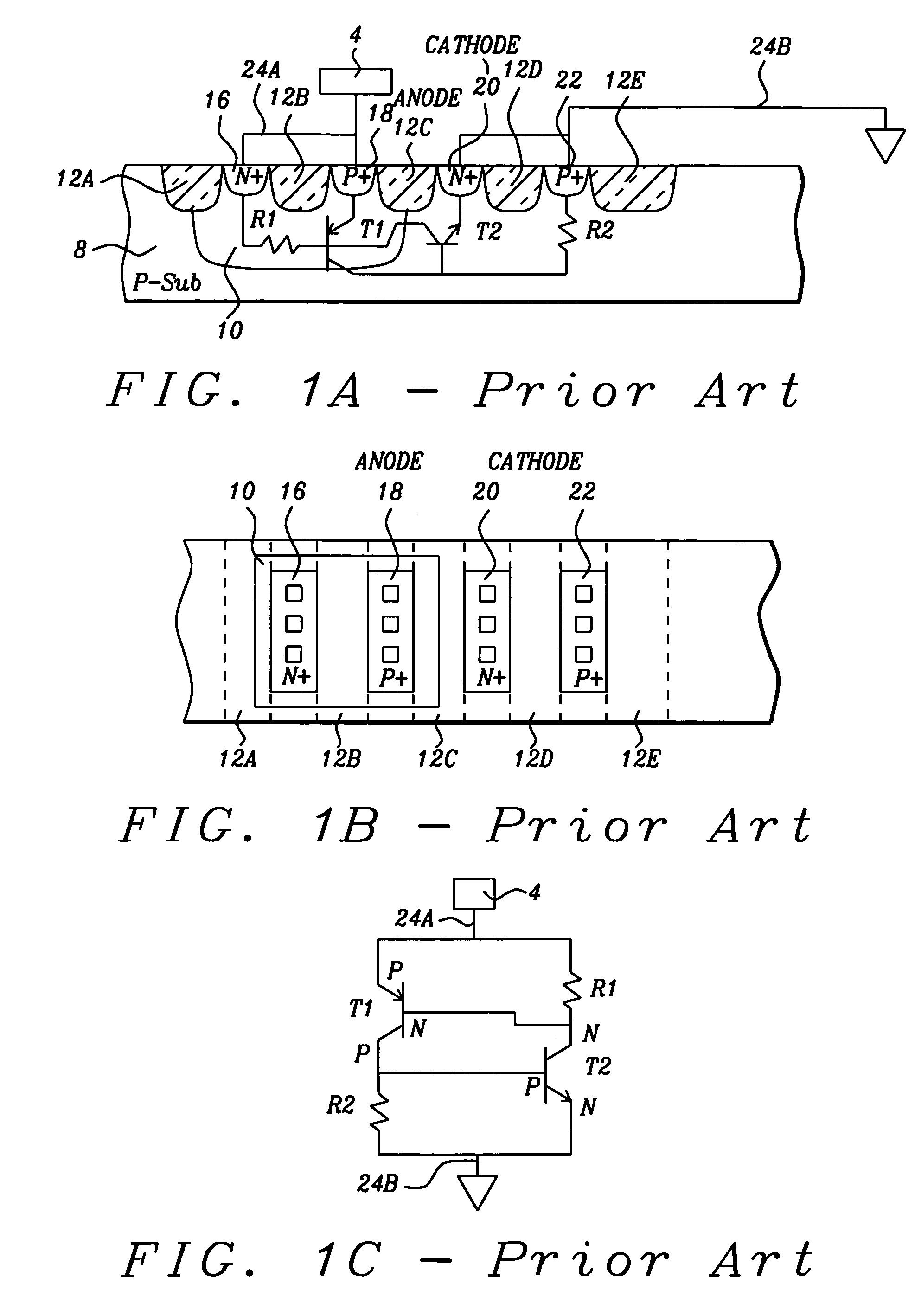 SCR-ESD structures with shallow trench isolation