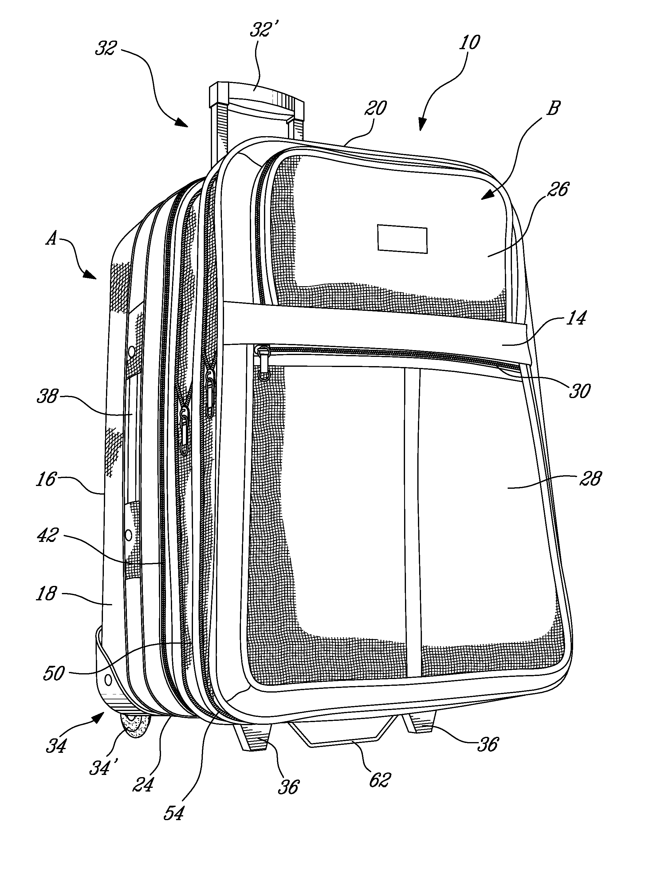 Multi-level expandable suitcase