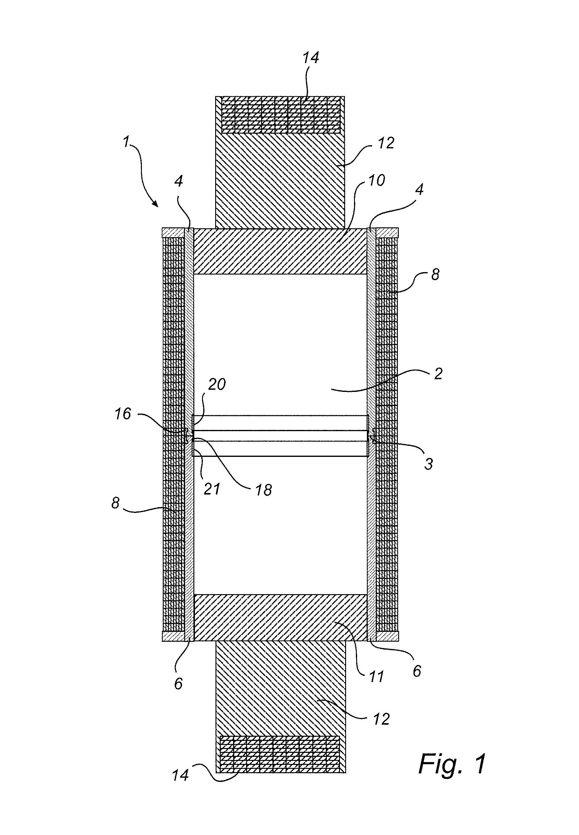 Pressure vessel for a high pressure press