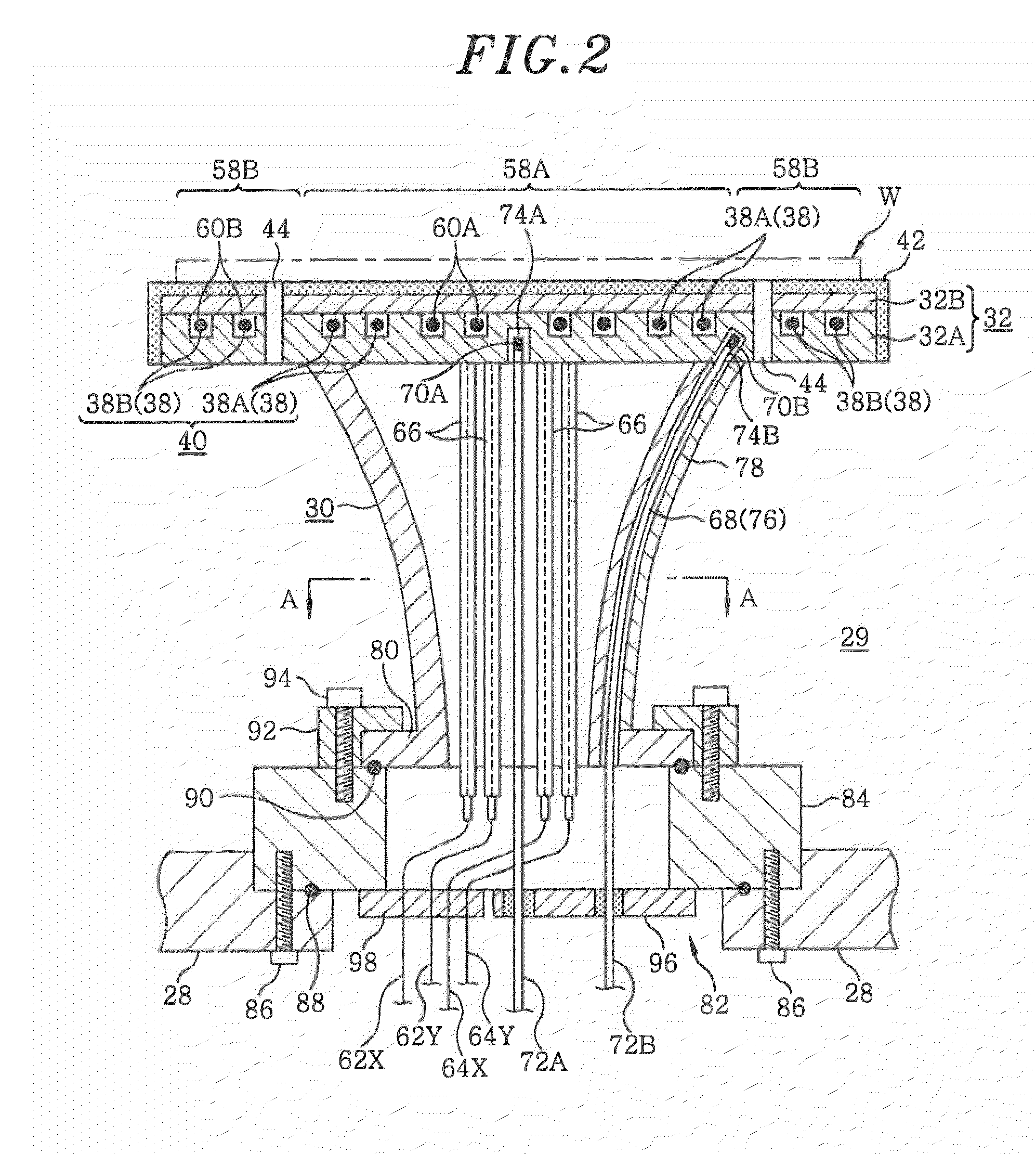 Mounting table structure and heat treatment apparatus