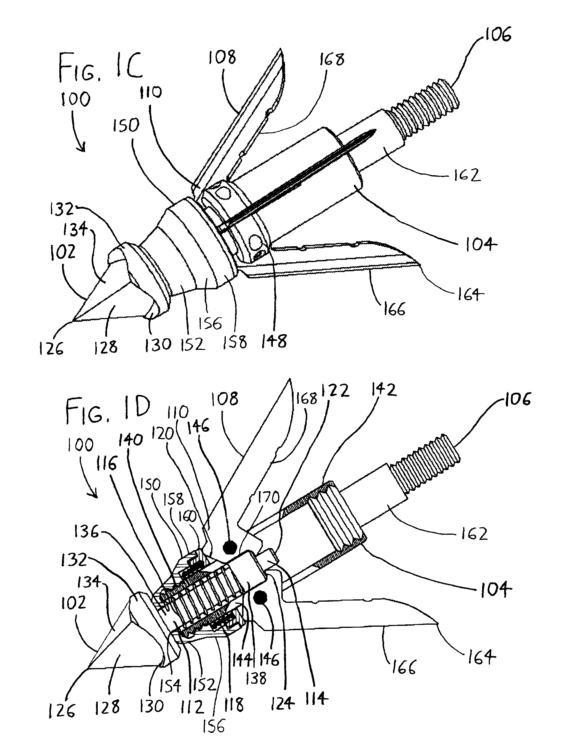 Arrowhead with unfolding blades