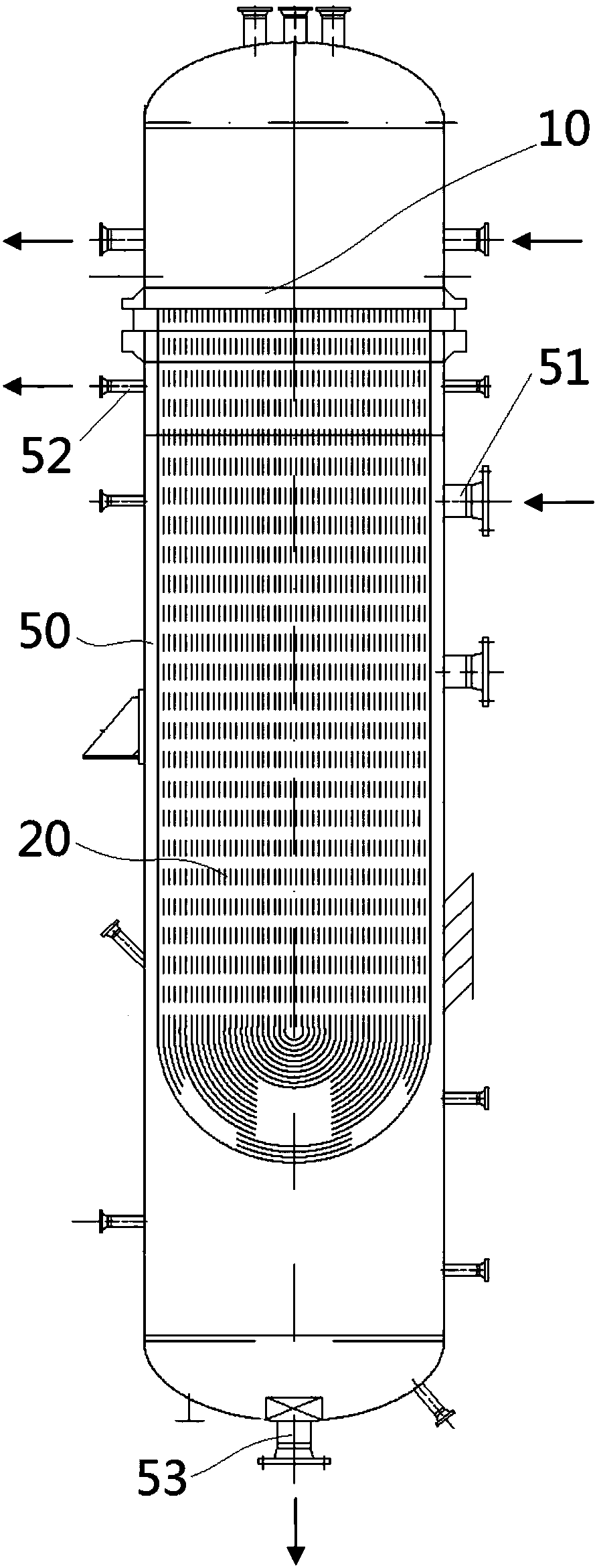 Longitudinal baffle plate type heat exchanger