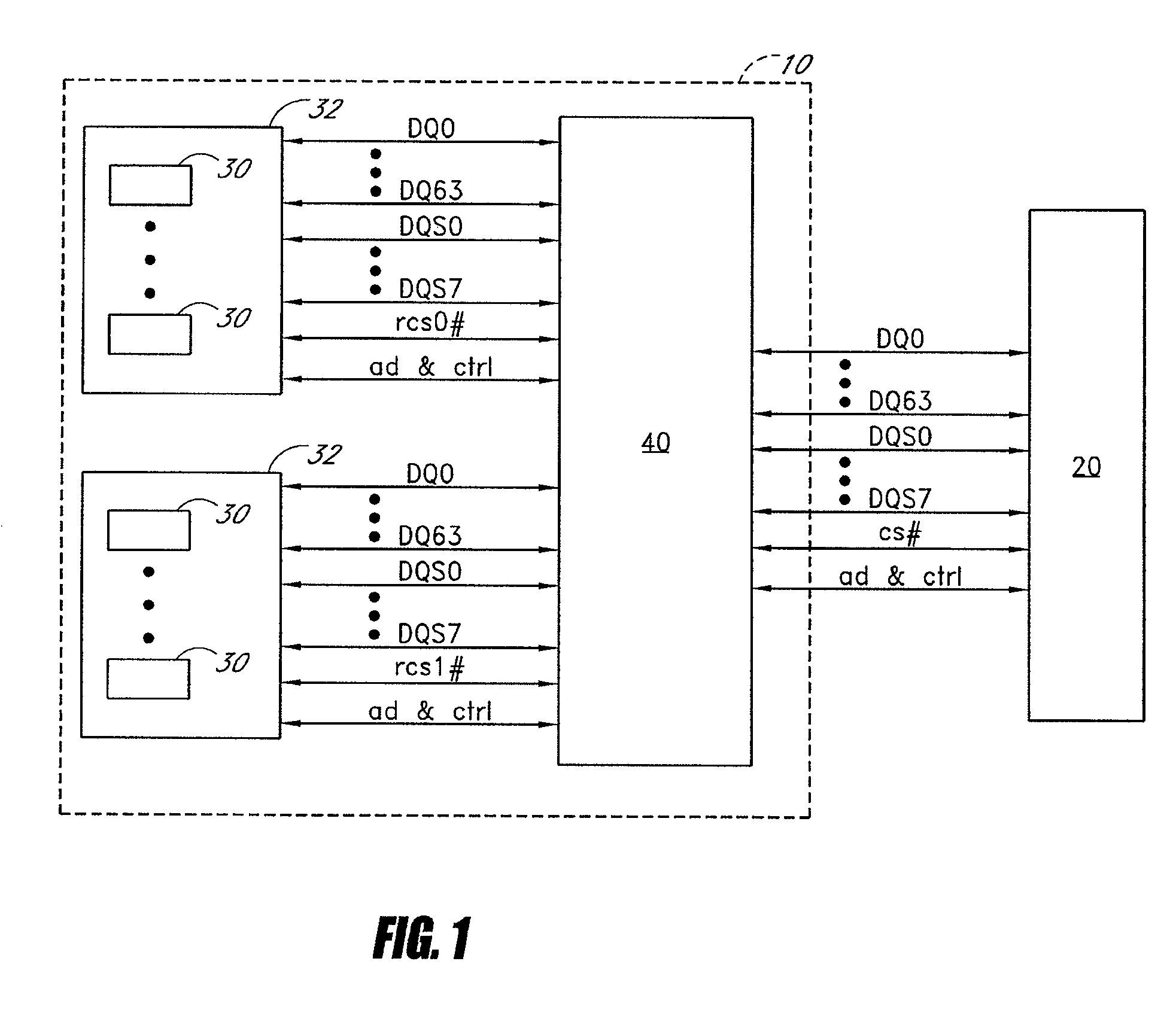 Circuit providing load isolation and memory domain translation for memory module