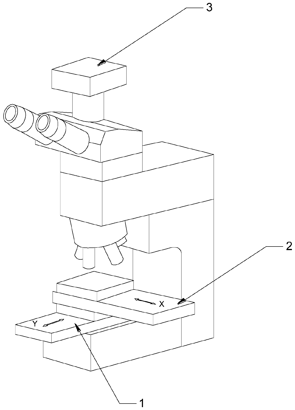 Device for shooting large-area sample on microscope and use method thereof