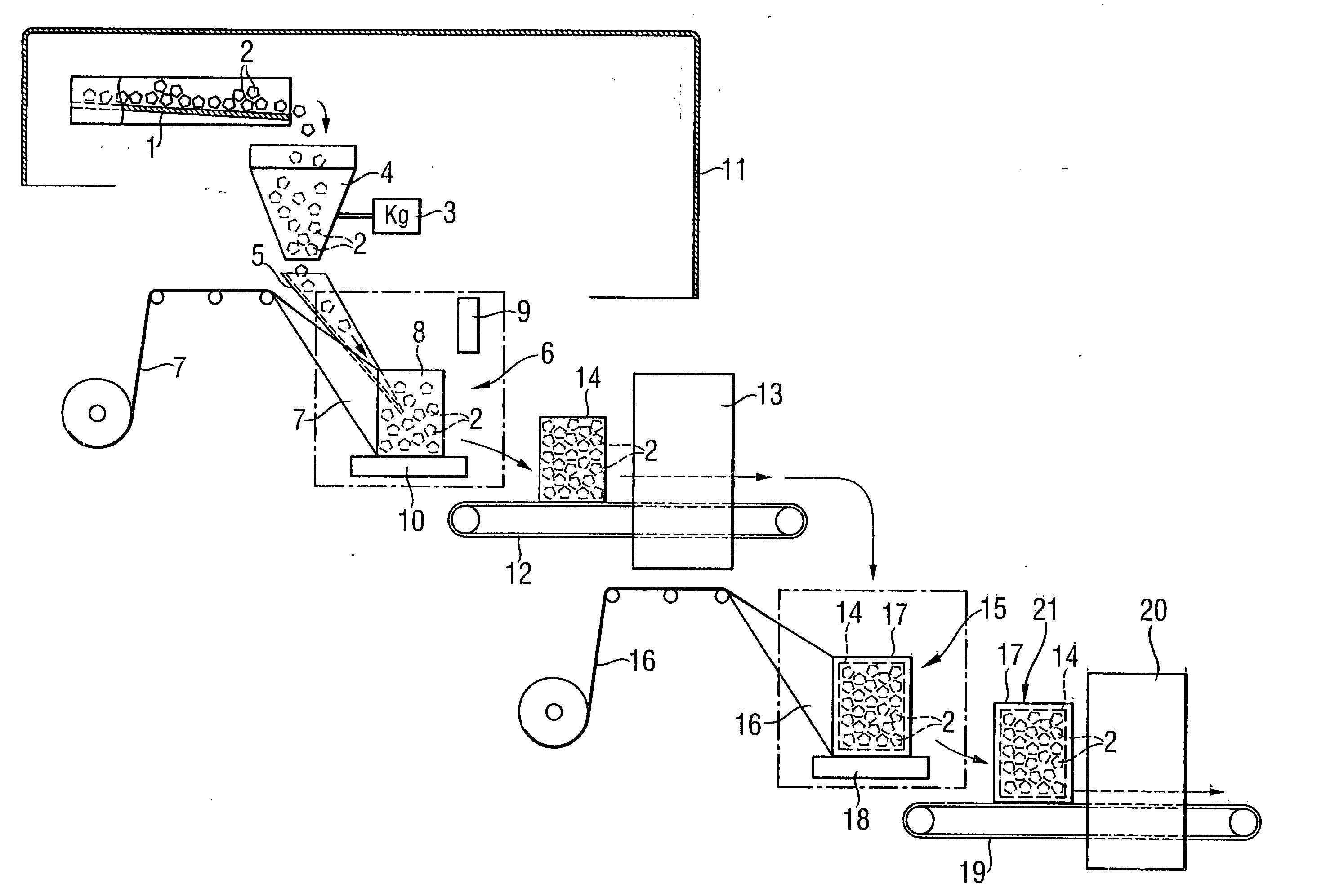Process and apparatus for the cost-effective packaging of polysilicon fragments