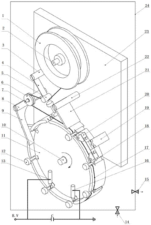 Device for preparing nanometer metal powder by continuous wire electric explosion