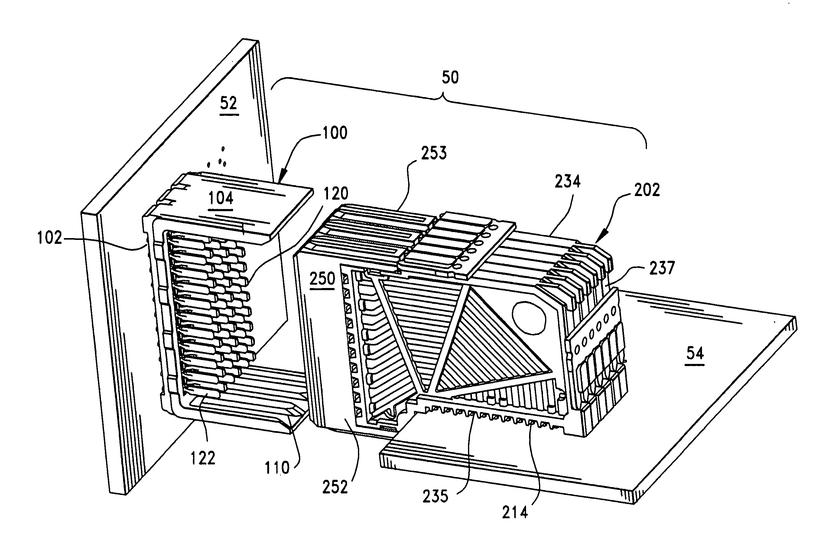 High-density, robust connector for stacking applications