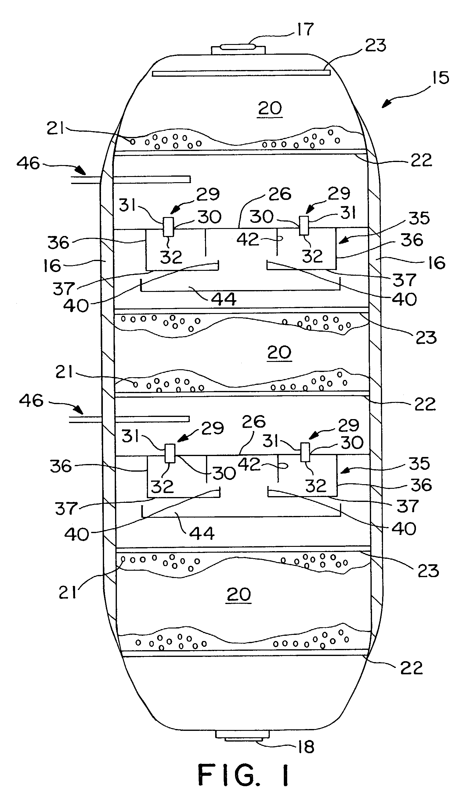 Multiphase mixing device with staged gas introduction