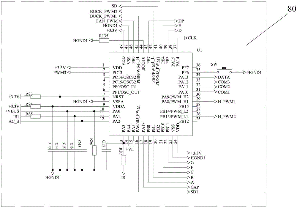 PFC forward full-bridge-based intelligent type correction filtering voltage conversion circuit