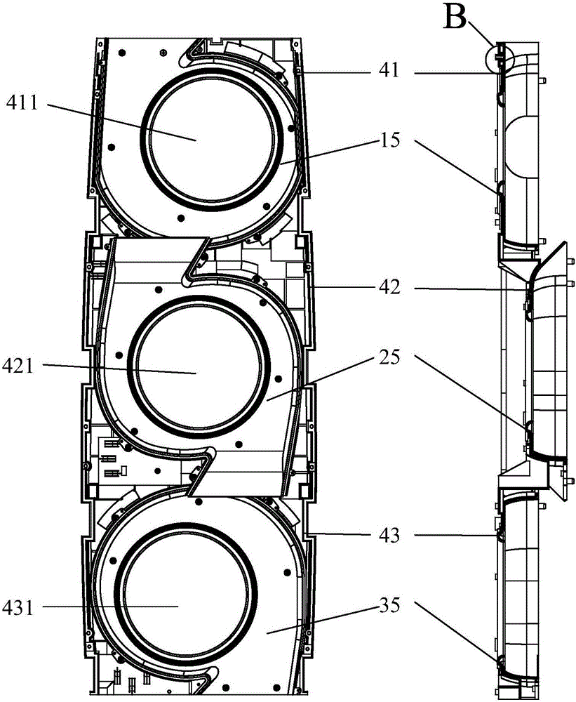 Volute fan combined structure and vertical air conditioner
