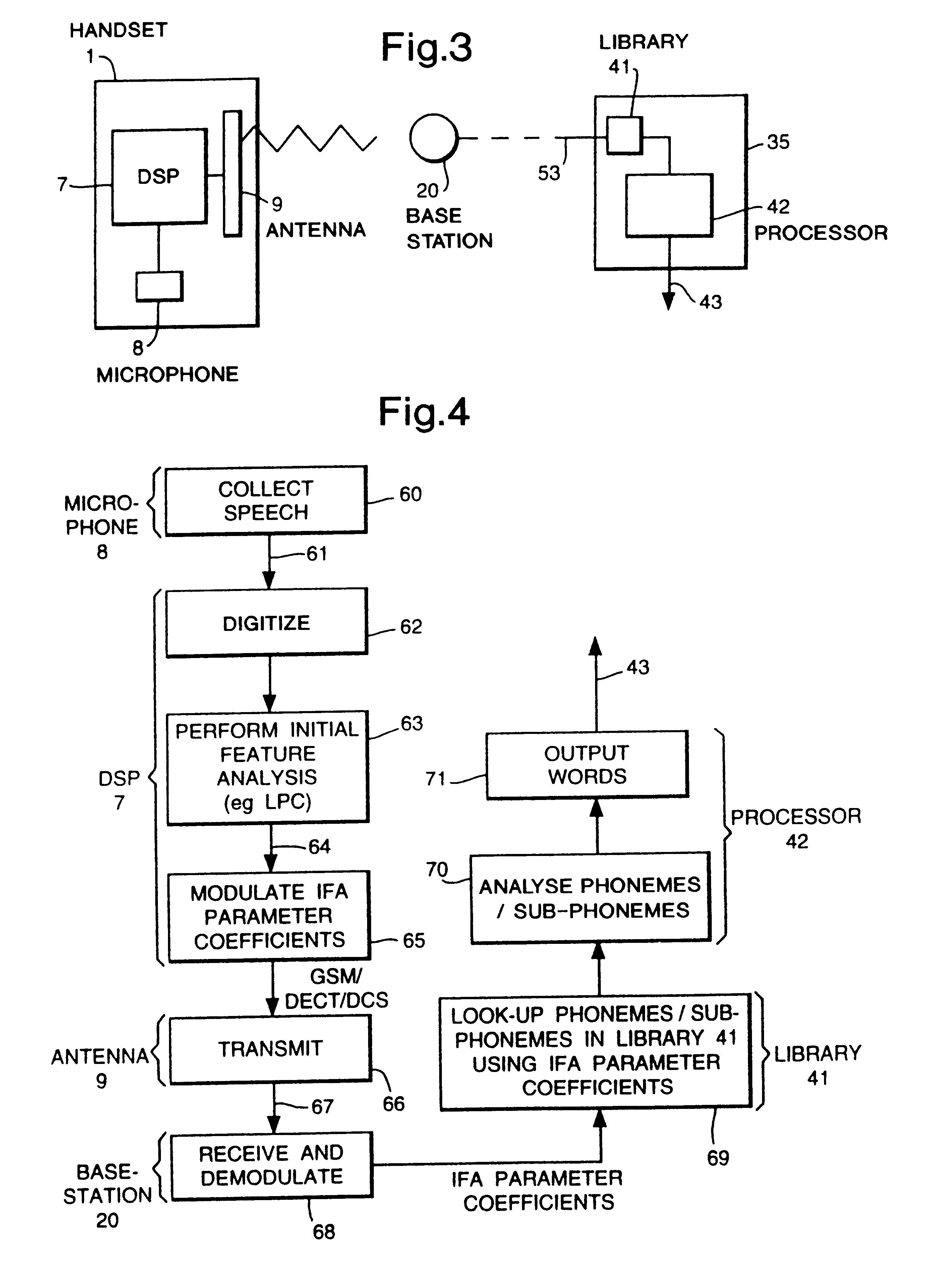 Communication system with handset for distributed processing