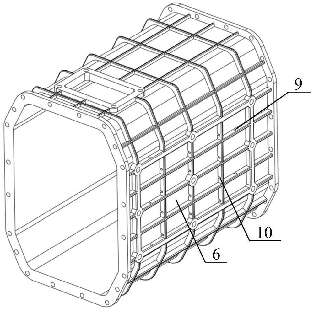 A self-cooling transmission housing for vibration suppression and noise reduction