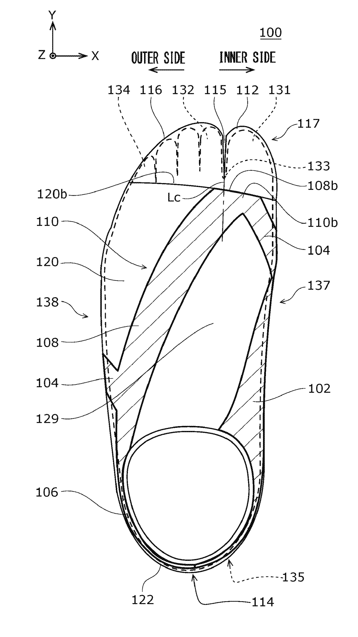 Wearing article and footwear