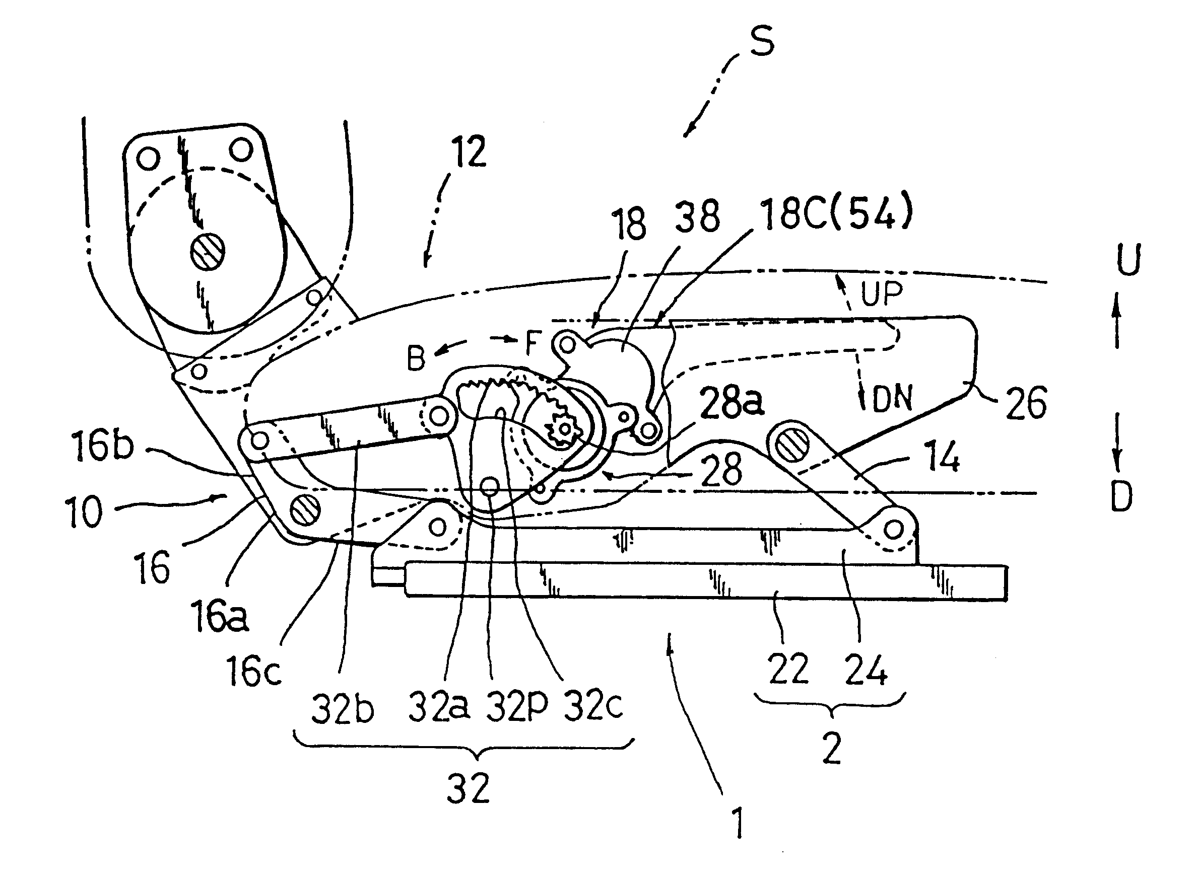 Seat lifter with ratchet-type lever mechanism