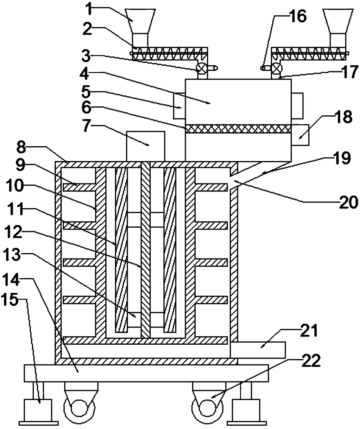 Easy-to-move agricultural feed mixing device