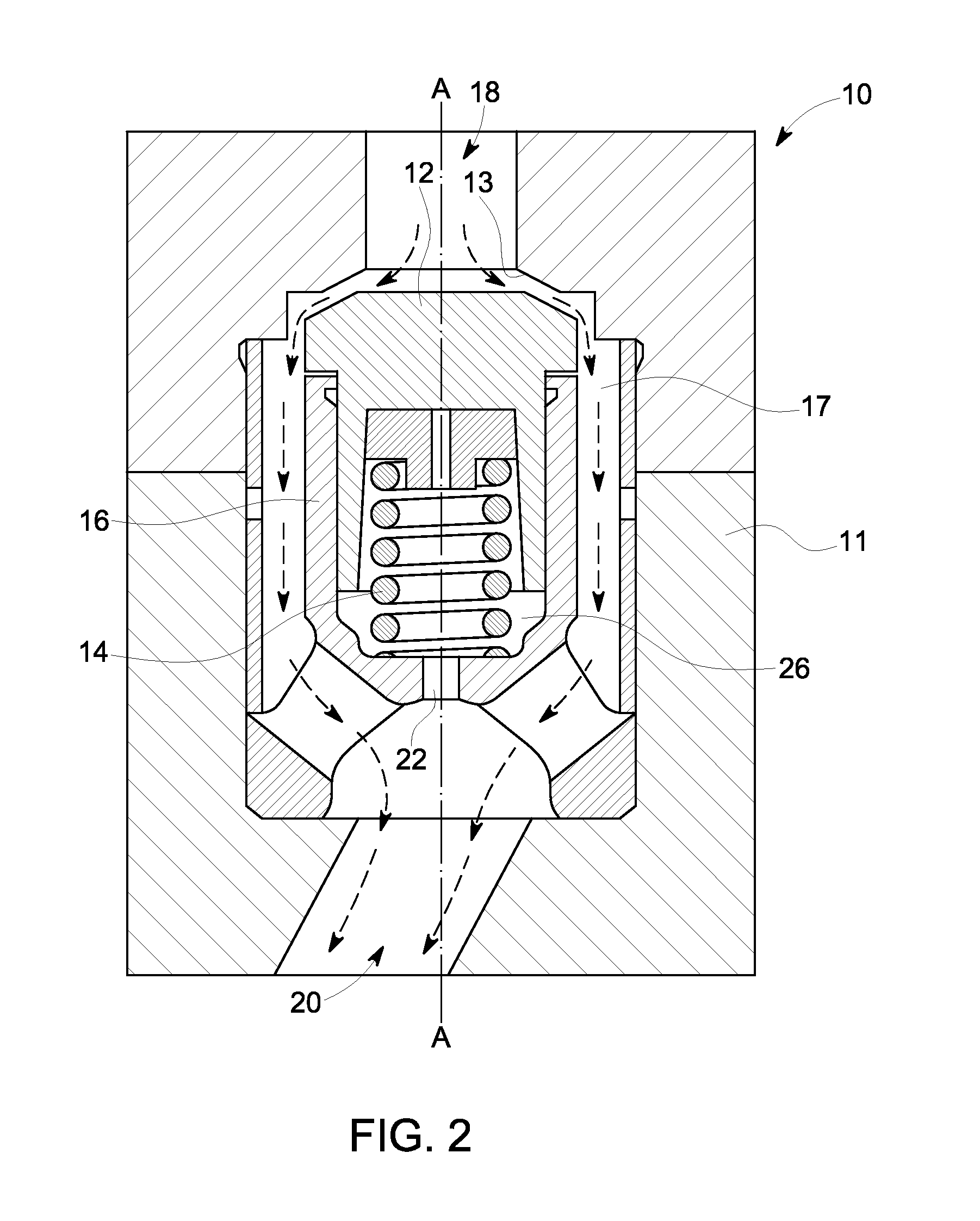 Differential pressure valve with parallel biasing springs and method for reducing spring surge