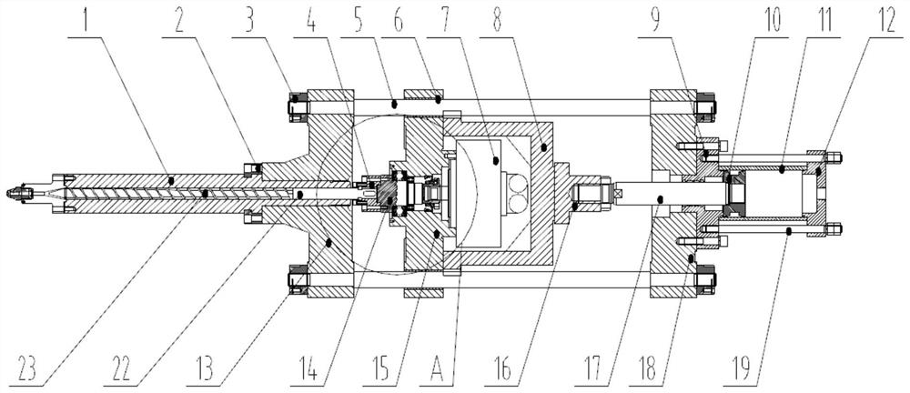 Single-cylinder injection molding machine with one-line pre-molding motor arranged in middle