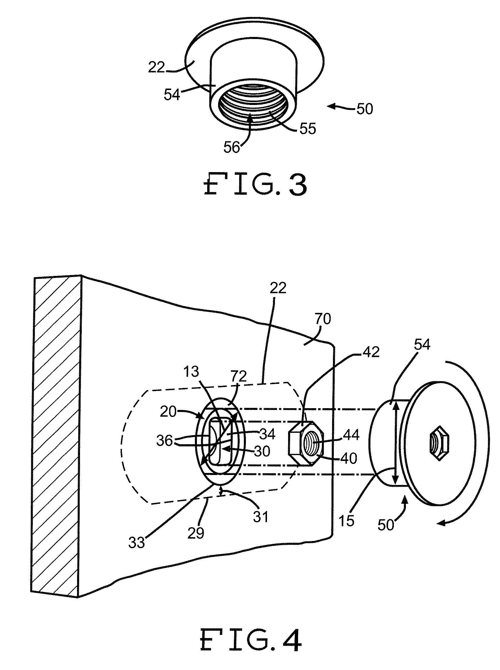Ballistic resistant through insert with floating capability for stopping a ballistic projectile