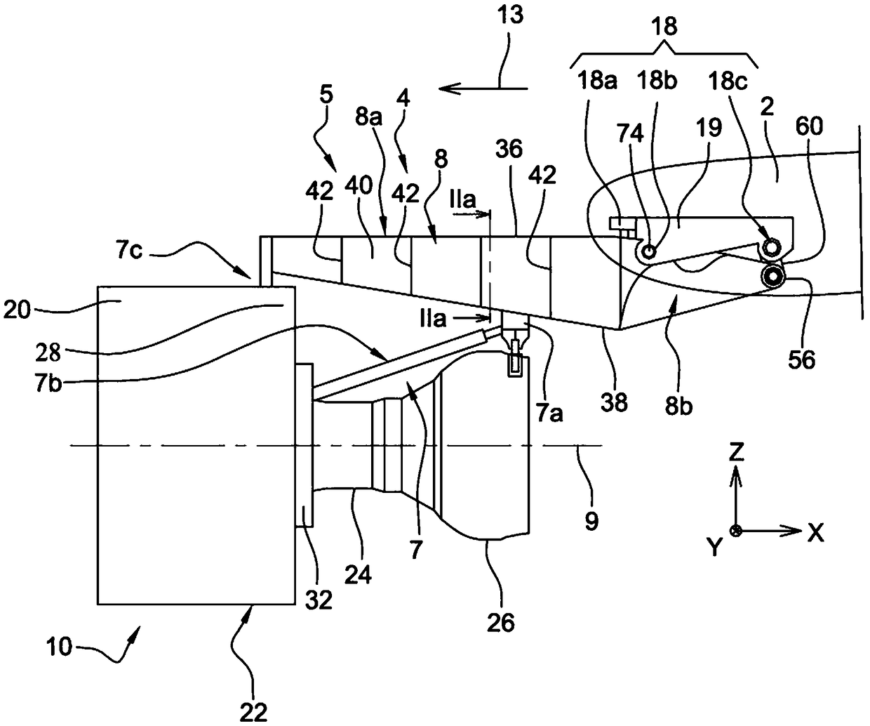 Mounting pylon for aircraft engine, assembly of aircraft, and air craft