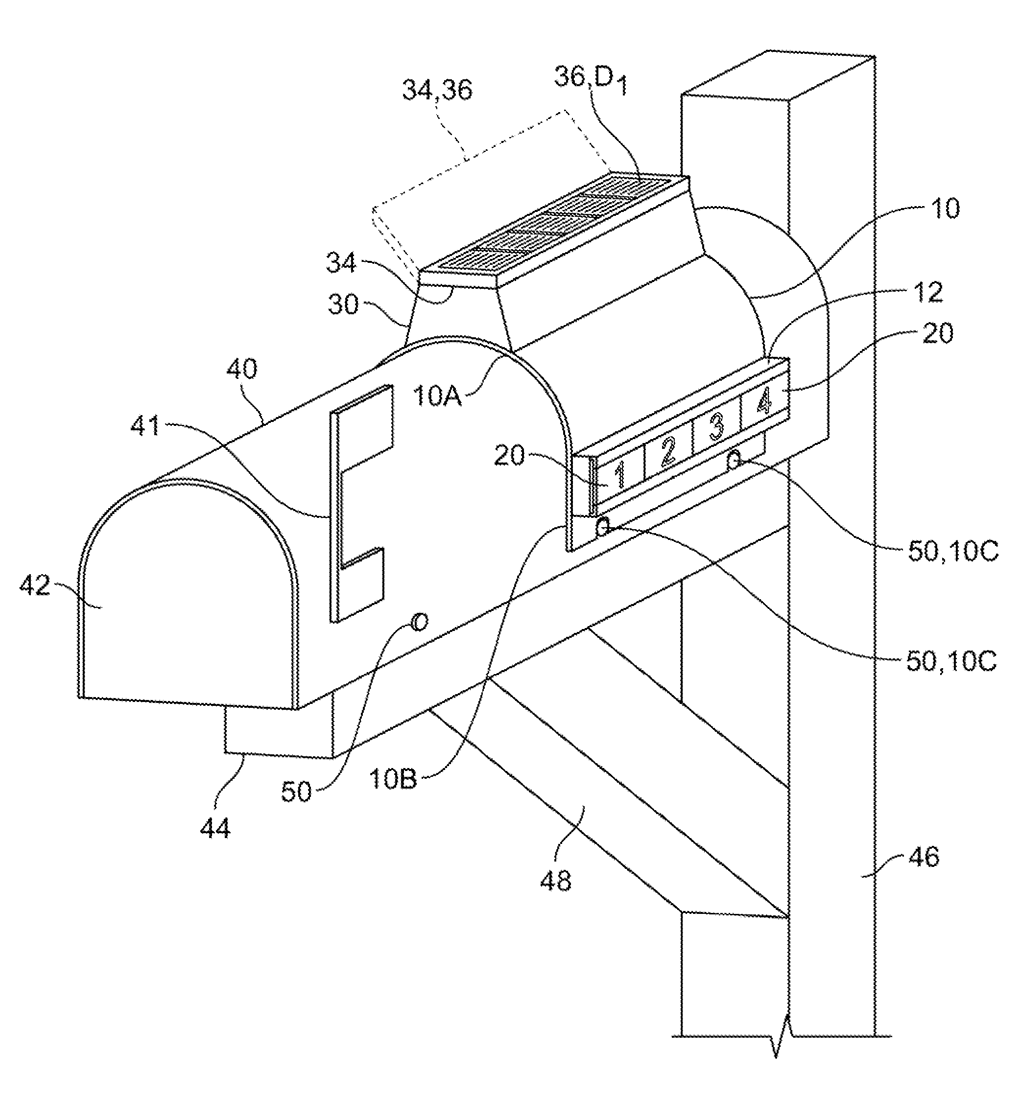 Accessory and method for a mailbox