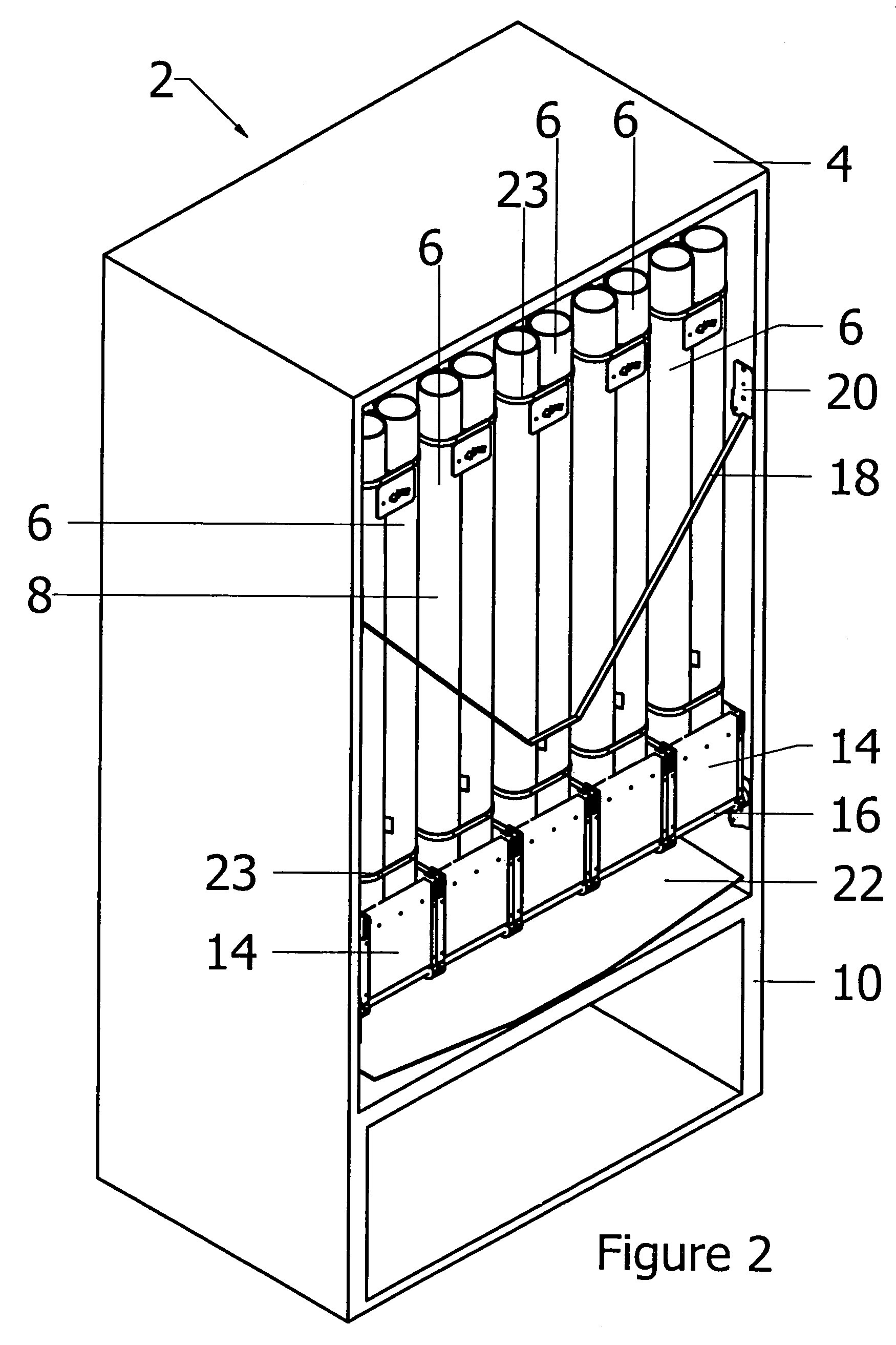 Dispensing machine to store and dispense elongated containers vertically