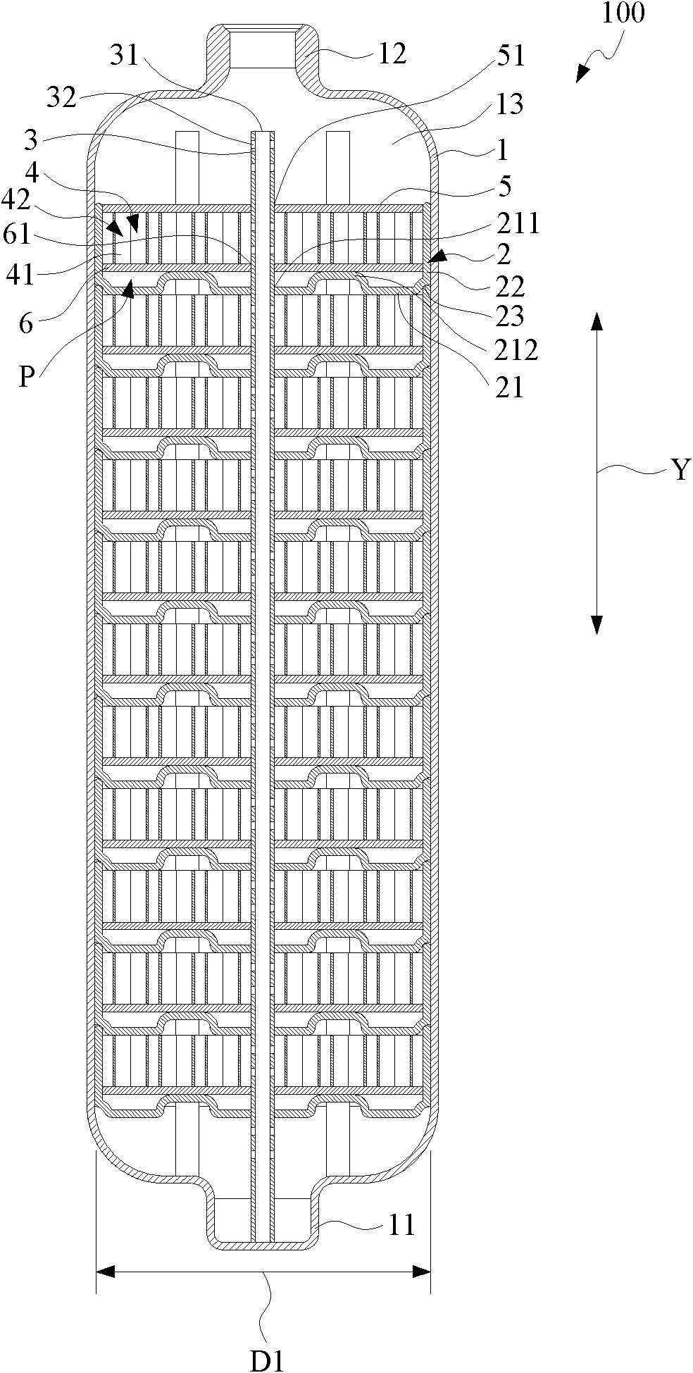 Storage tank provided with partition chamber structure