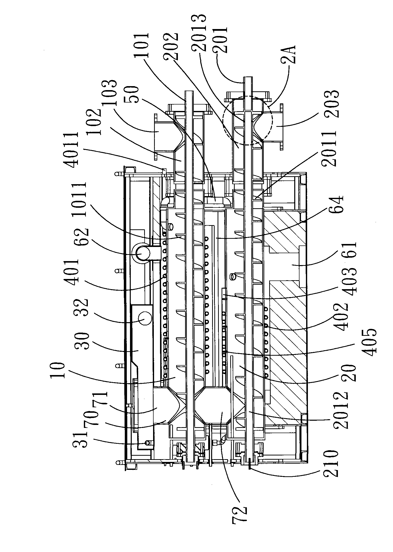 Reaction furnace device for decomposing substances to be treated by utilizing high temperature steam and heat source