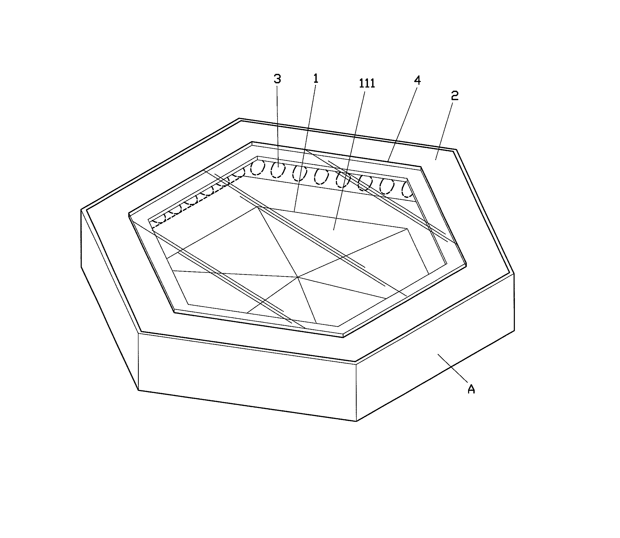 Polygonal radiation module having radiating members without light guiding board