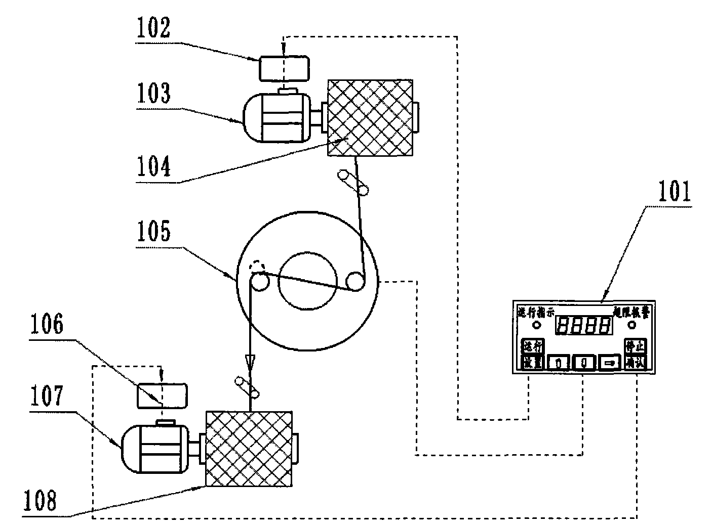 On-line detection and real-time control devices for tension of yarn