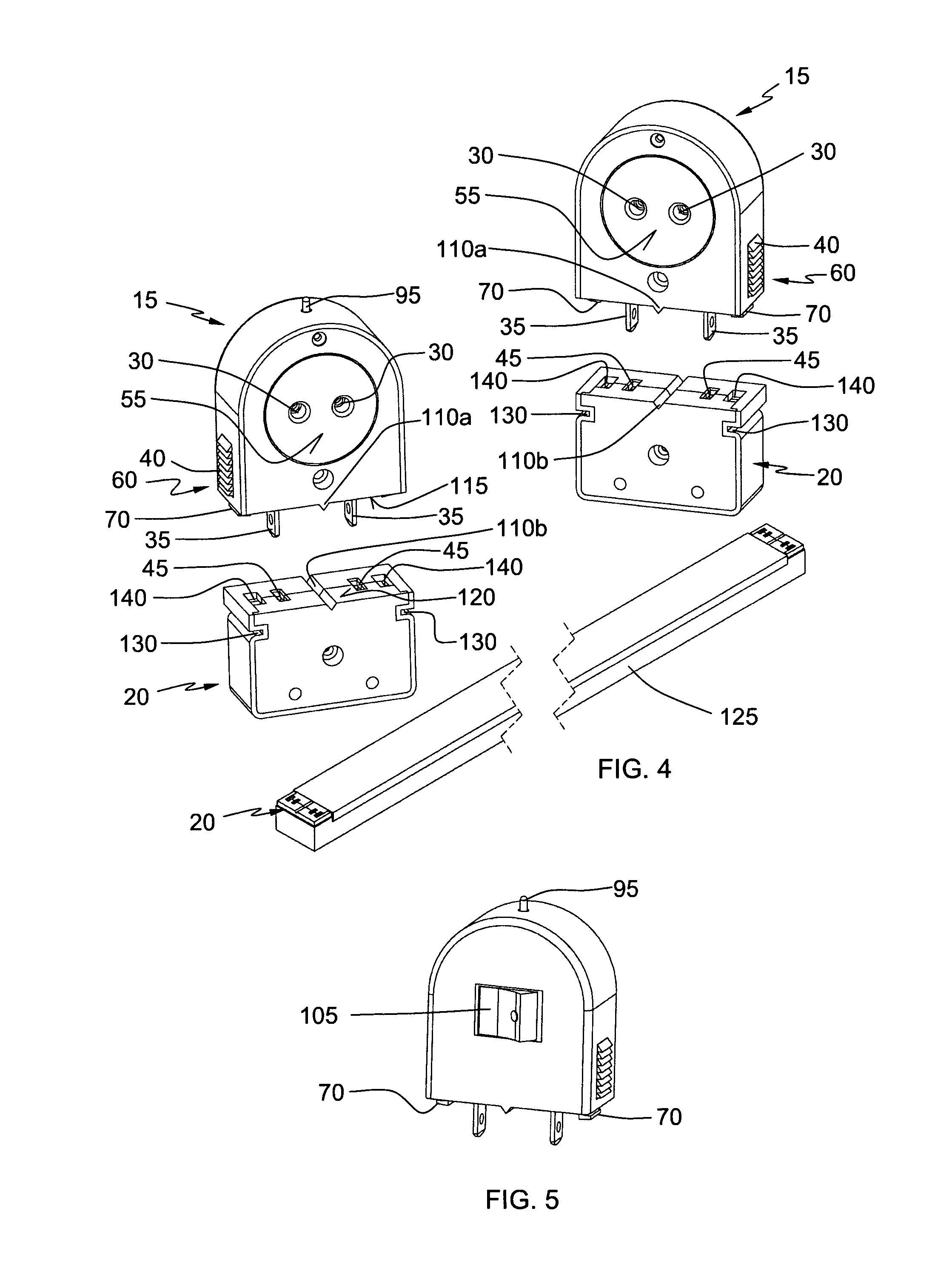 Fluorescent lamp holder assembly