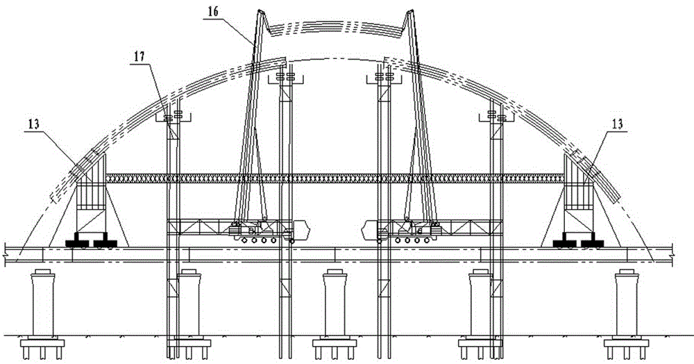 Construction method for continuous tie bar steel tube arch bridge