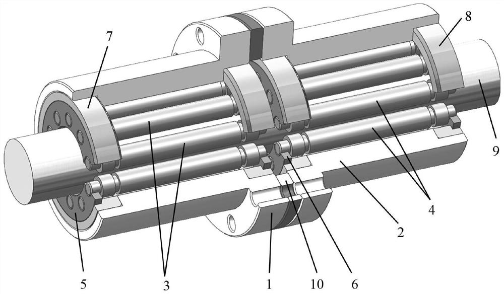 Double-nut planetary roller screw dynamics research method based on elastic deformation