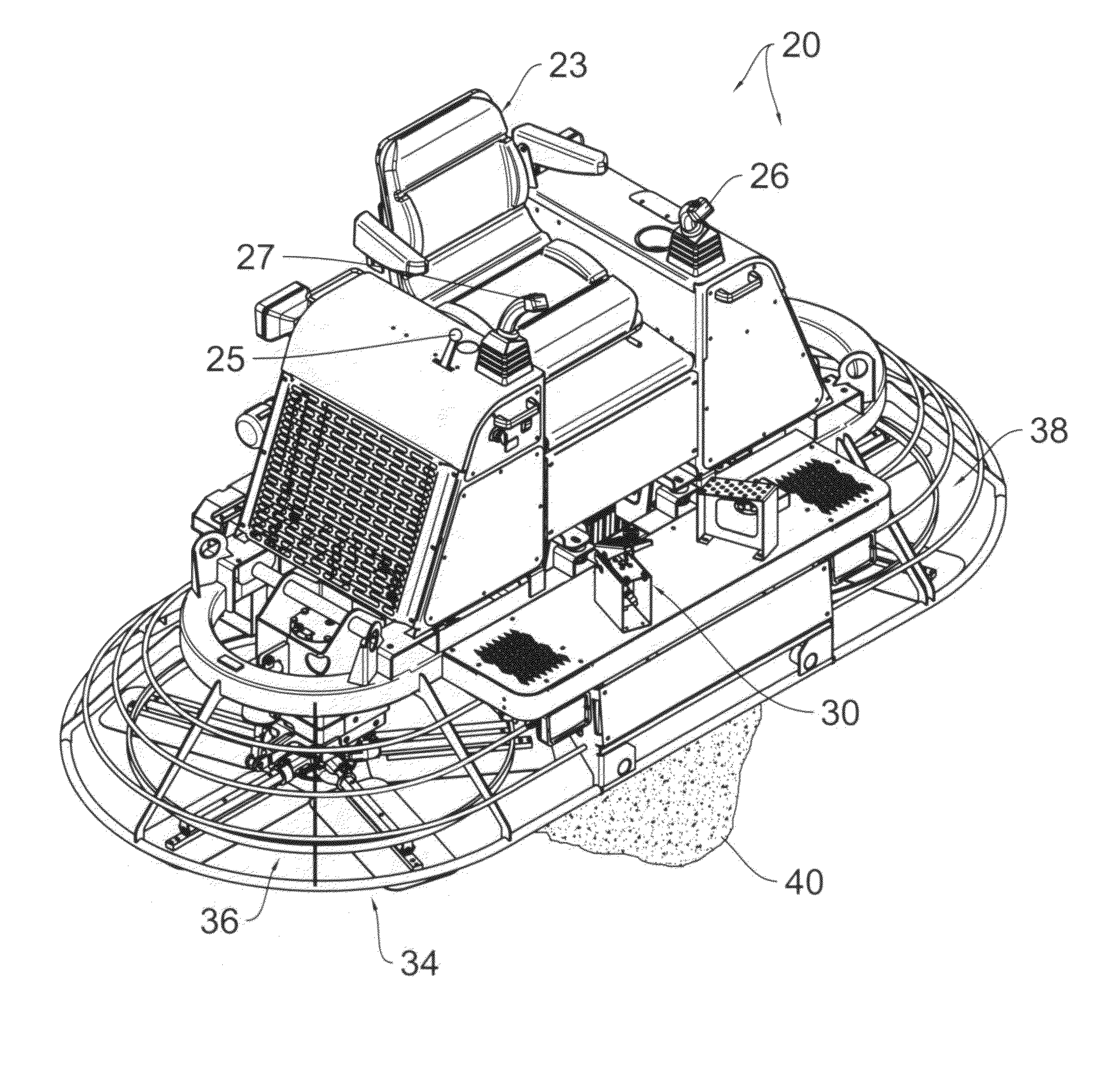 Hydraulic riding trowels with automatic load sensing