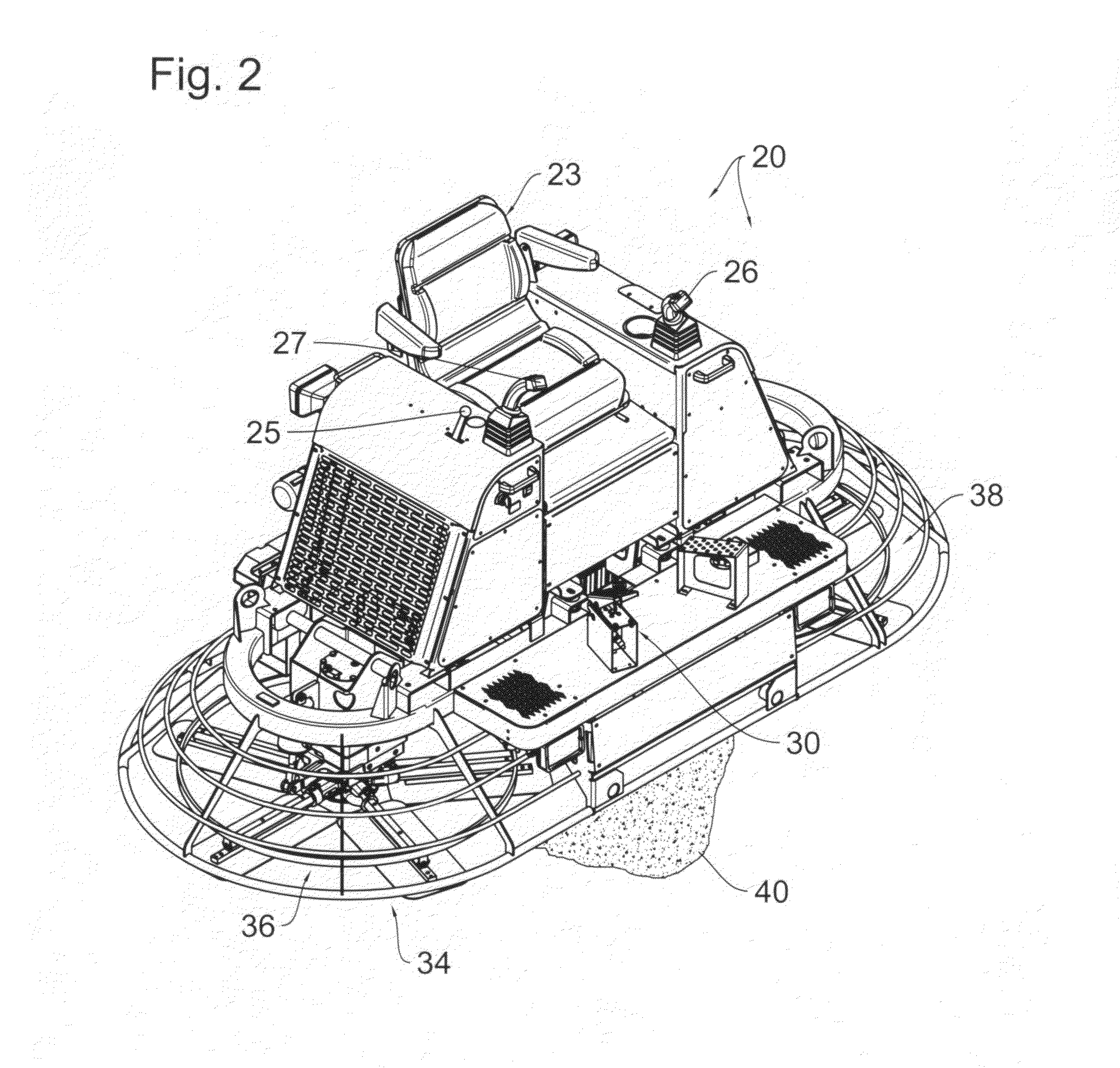 Hydraulic riding trowels with automatic load sensing