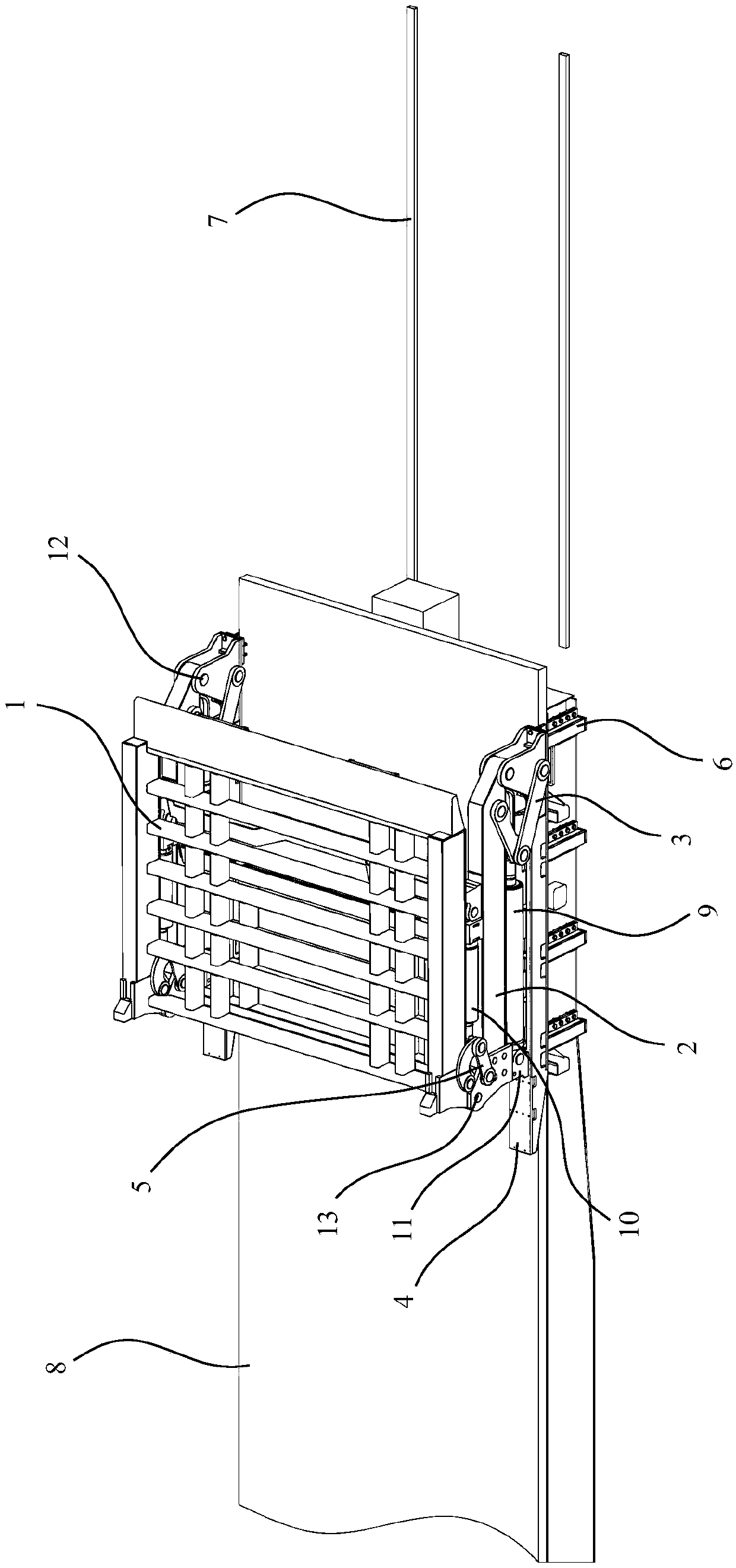 Railway flatcar transfer bridge device