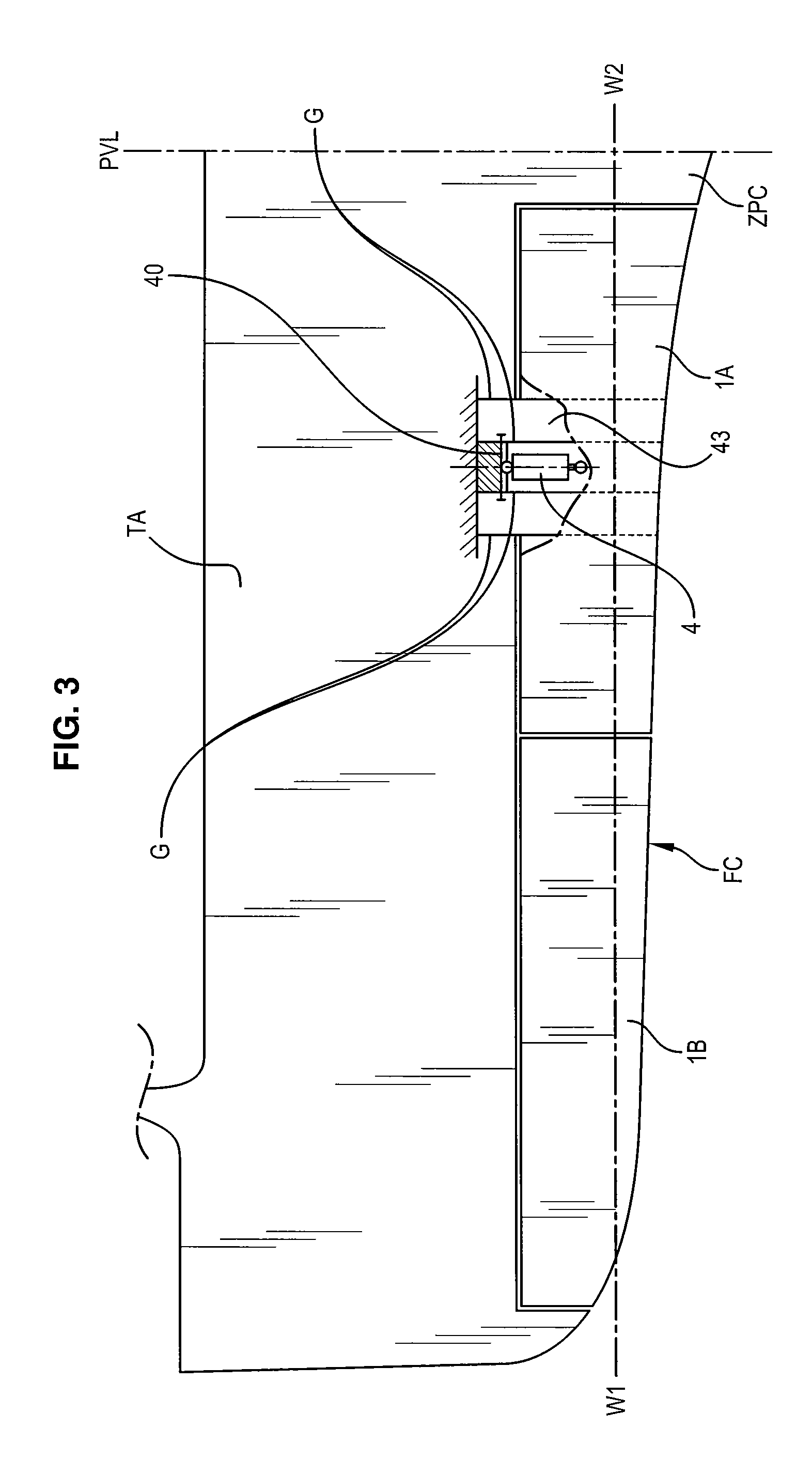 Ship with stern equipped with a device for deflecting a flow of water