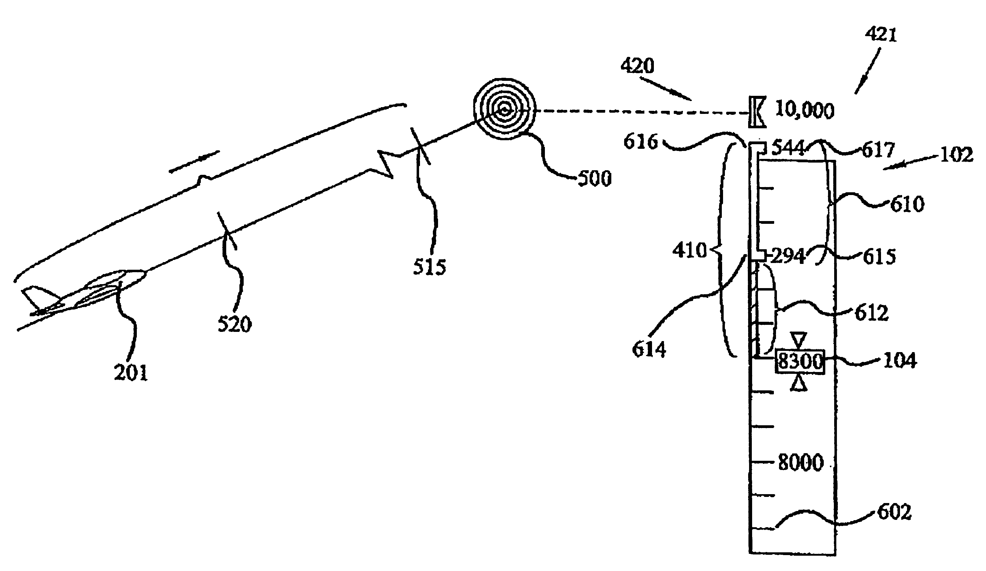 Display of altitude and path capture trajectories