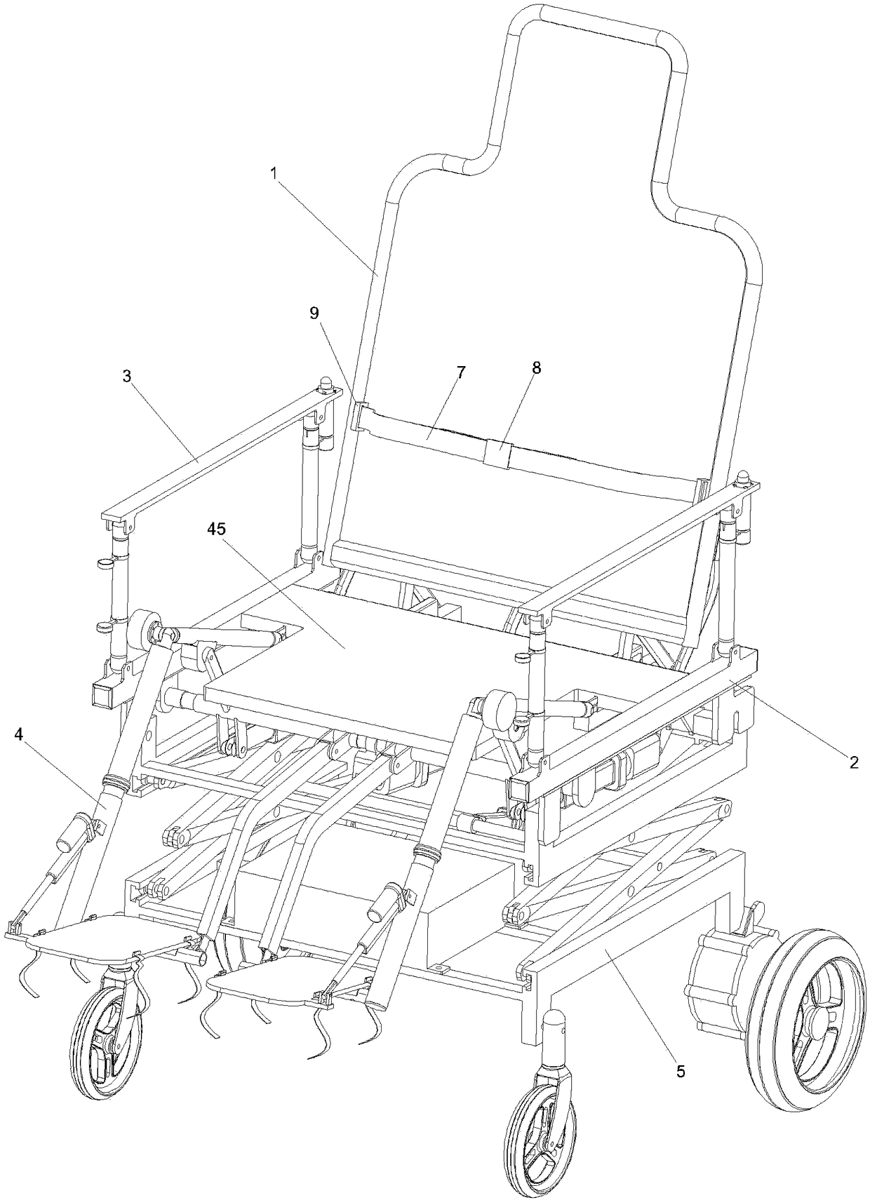 Lower limb rehabilitation equipment loaded on wheelchair