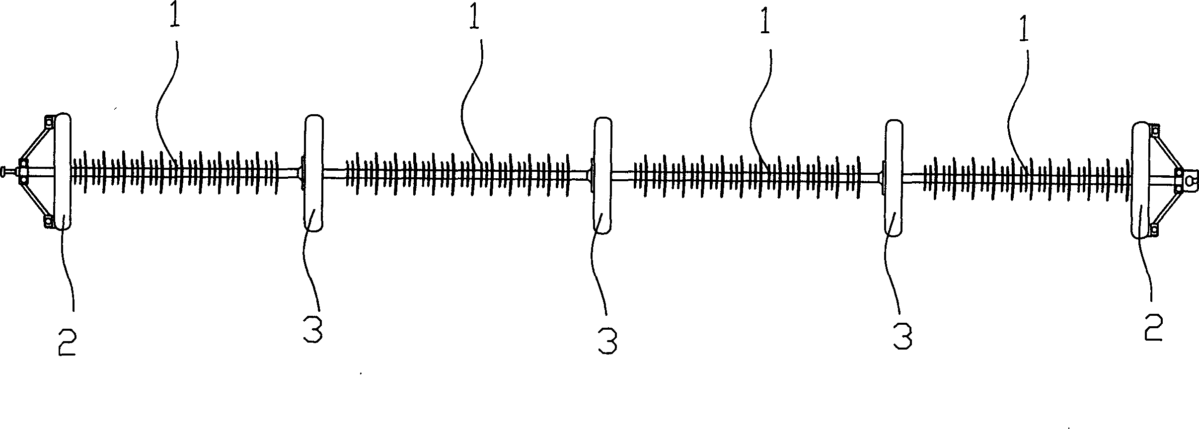 Capacity uniform voltage type stick shape suspending composite insulator