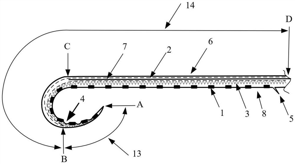 Anti-retraction pre-bending electrode with plurality of concave notches and implantation method of anti-retraction pre-bending electrode