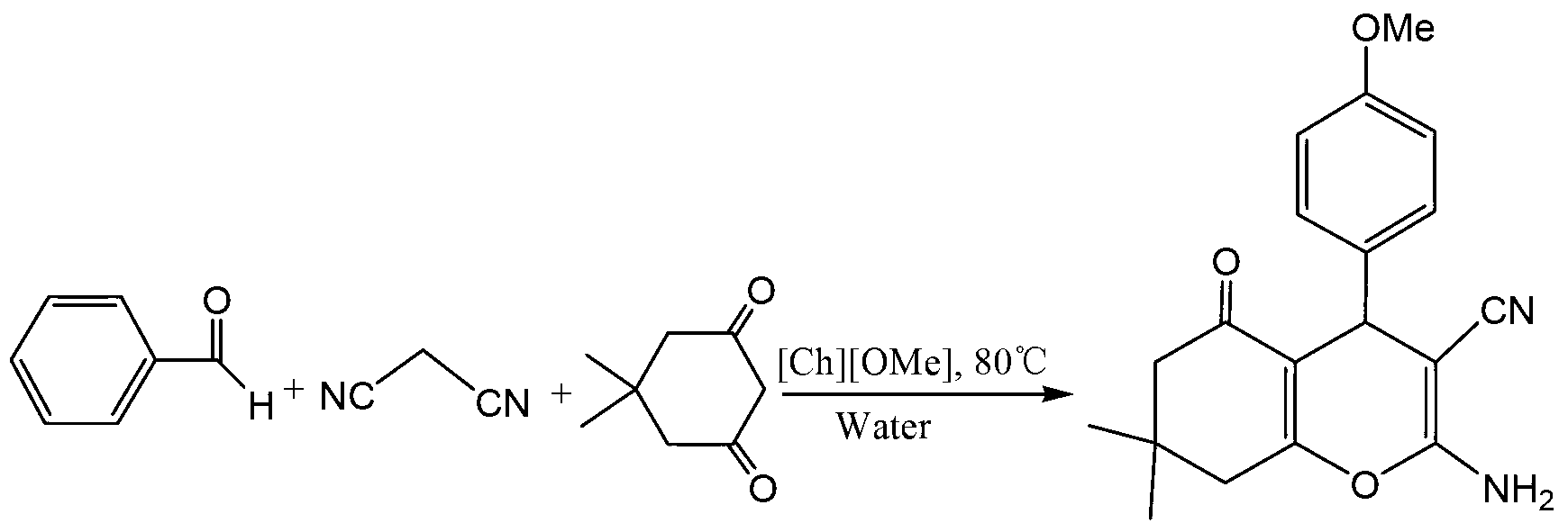 Method for preparing benzopyran derivative by choline chloride functional ion liquid catalysis