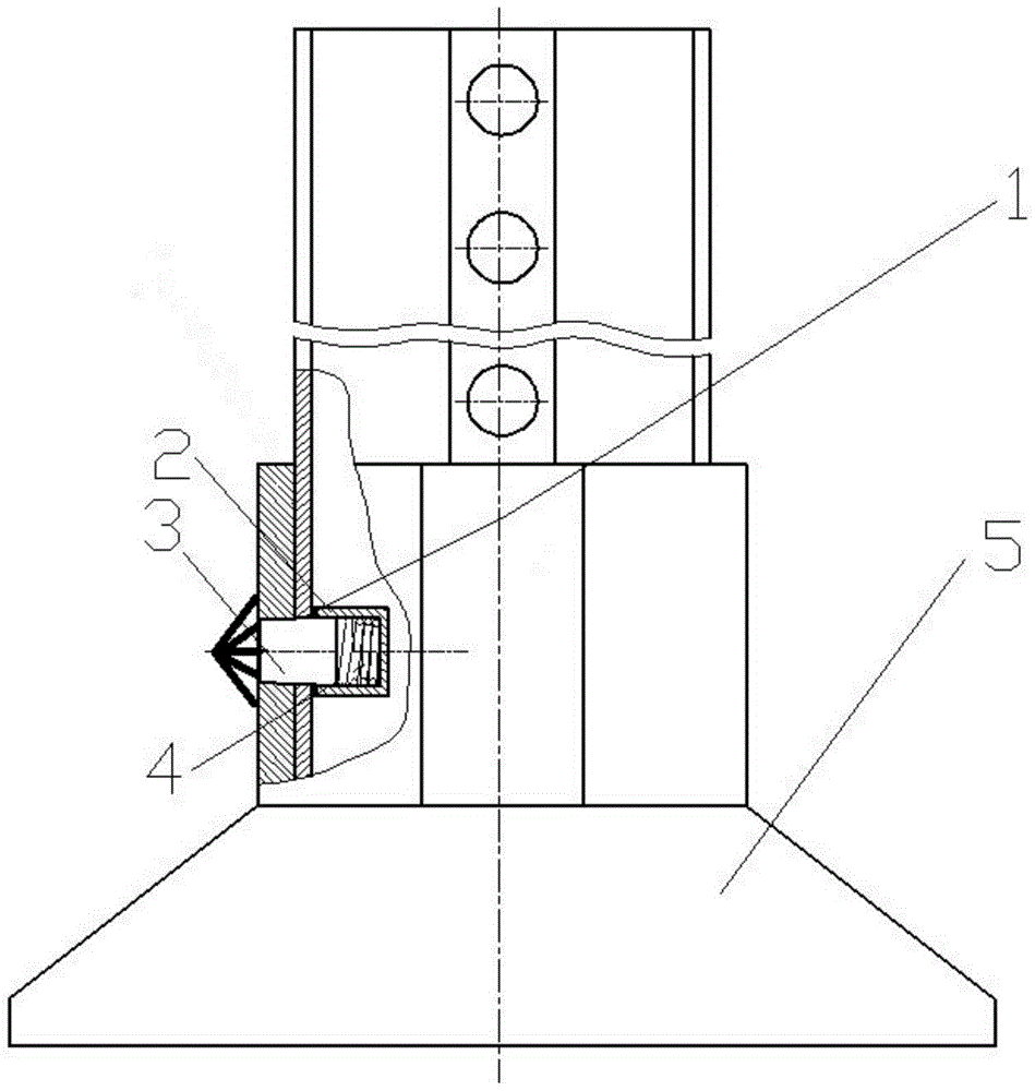 A connection device and connection method for a marine spud leg and a spud shoe