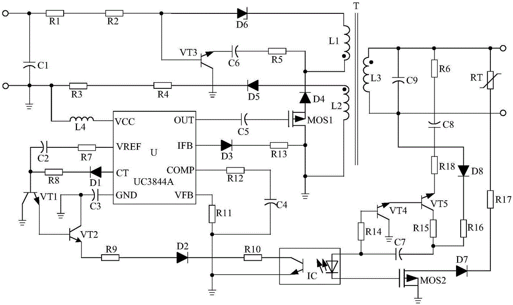 Switching power supply of macromolecular leather paint spraying dryer