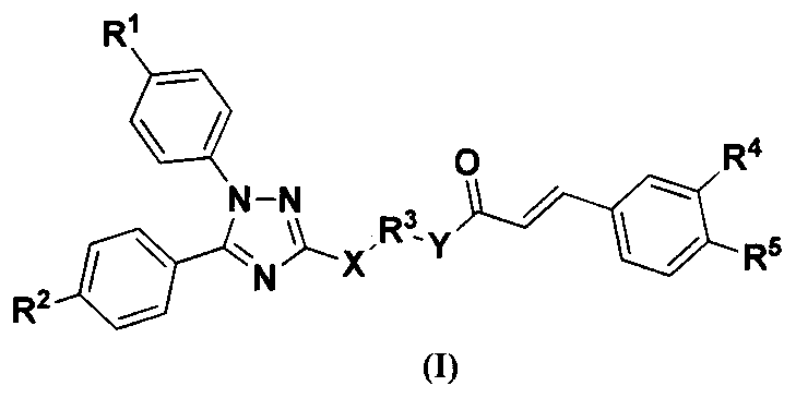 Allylbenzene acylation 1,5-diaryl-1,2,4-triazole derivative, preparation method of allylbenzene acylation 1,5-diaryl-1,2,4-triazole derivative and medicine purpose of allylbenzene acylation 1,5-diaryl-1,2,4-triazole derivative