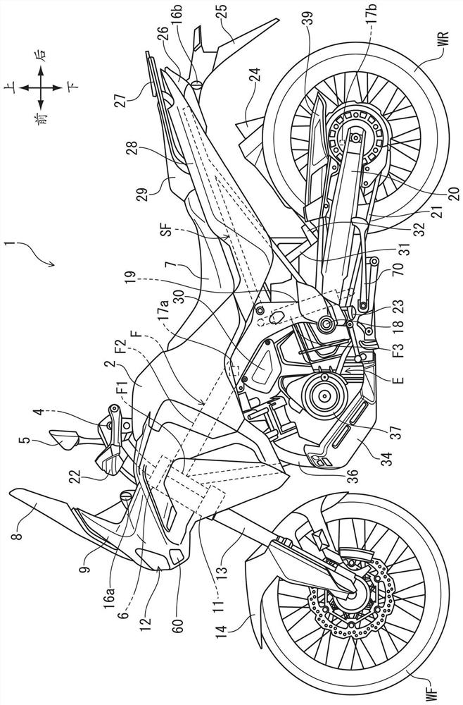 Seat frame of two-wheeled motor vehicle